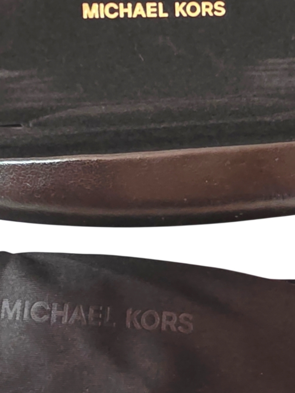 Michael Kors Eyeglass Case Dark Brown Hard Shell Sunglasses Case Logo Leather - Picture 2 of 7
